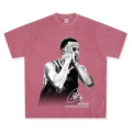 Washed rose red short sleeves