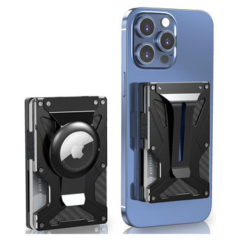 New built-in magnetic metal card clip magsafe mobile phone magnetic air tag card bag RFID anti-theft brush function