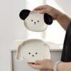 Ins Cute Cartoon Puppy Shape Ceramic Plate Spoon Children's Tableware suit Breakfast Dessert Fruit Plate Plate