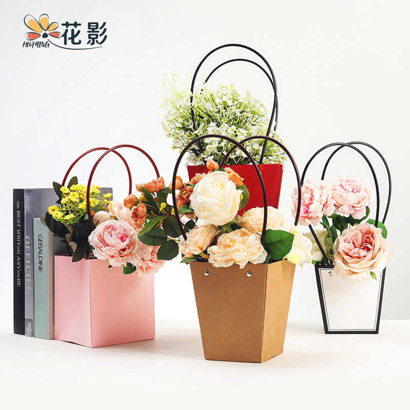 ถุงช่อดอกไม้เงา ขายส่ง สำหรับเทศกาลวาเลนไทน์และวันครู ถุงหิ้วใส่ดอกไม้ กันน้ำ ตะกร้าใส่ดอกไม้ ถุงกระดาษคราฟท์ สำหรับจัดดอกไม้ เป็นของขวัญ