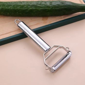Stainless Steel Double-Headed Grater Multifunctional Peeler Two-In-One Peeling Knife Potato and Fruit Peeler Durable