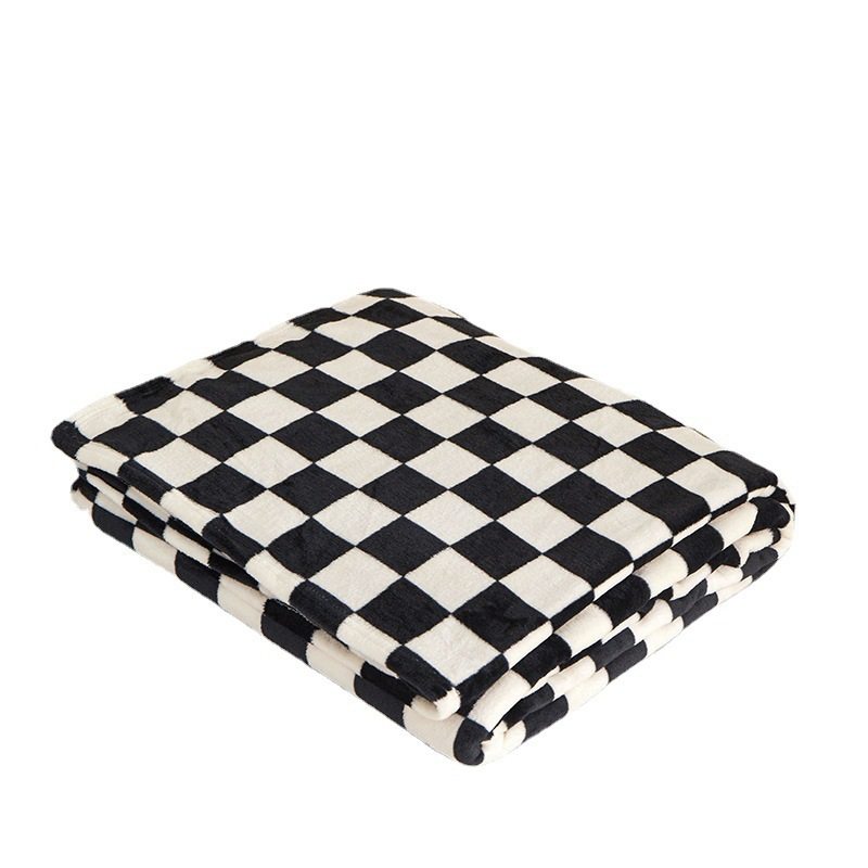 New Checkerboard Flannel Blanket Thickened Blanket Nap Blanket Foreign Trade Gift Blanket Wholesale