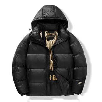 New national standard 90 white duck down black gold high-end down jacket thickened warm hooded cotton-padded jacket for men