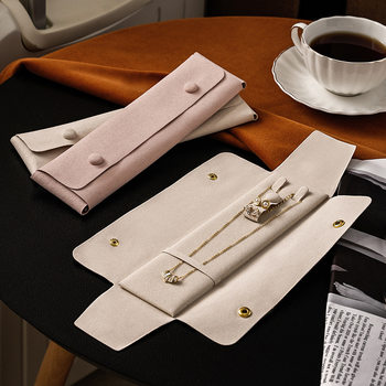 Manufacturer Direct Supply Jewelry Pouch Velvet Necklace Ring Storage Portable Travel High-End Jewelry Storage Box