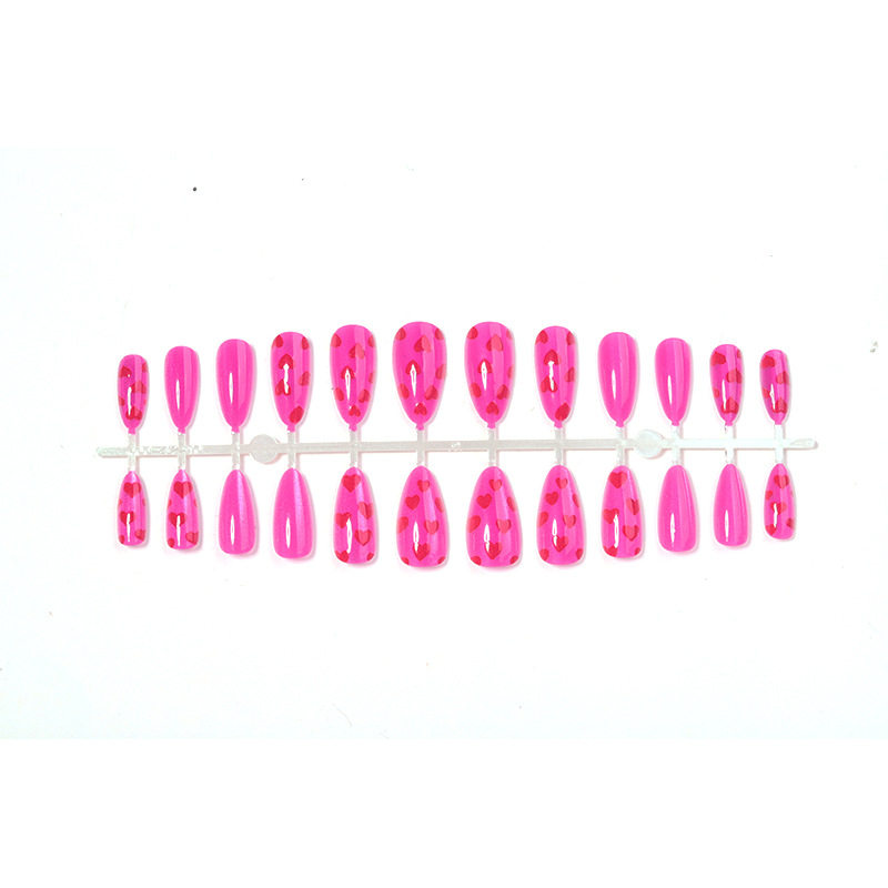 Valentine's Day Cat-Eye Wearable Nails, Sweet and Cool Rose Pink Heart Manicure, High-Quality Fake Nails, Wearable Nails, High-End