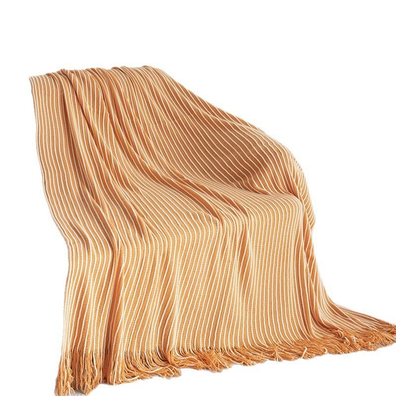 Four Seasons Waffle Tassel Knitted Blanket Modern Simple Bed End Blanket Air-conditioning Blanket Nap Blanket Sofa Blanket Wholesale