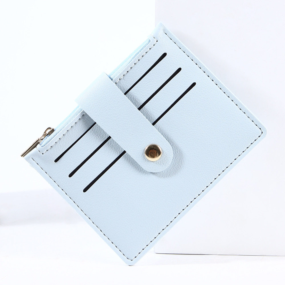 Small Card Holder, Thin Document Holder, Women's Ultra-Thin Coin Purse, Solid Color Buckle Zipper, Driver's License Integrated Student Card Holder