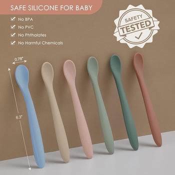 Baby food grade silicone long twist spoon children learn to eat training tableware baby feeding complementary spoon