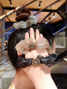 Rhinestone Korean women's large intestine hair ring hair ball head Juan yarn hair accessories 2022 New ins simple head rope