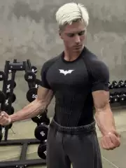 Youngla Batman New Men's Tight-Fitting T-Shirt Jogger Sports Running Training Quick-Drying Short-Sleeved Cross-Border Exclusive Supply