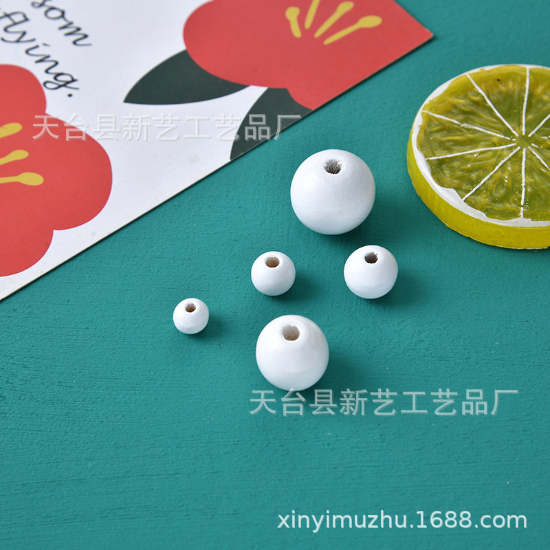 现货白色环保木珠 6-30mm手工串珠散珠荷木圆珠 diy禾木饰品配件