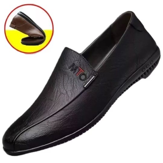 Men's Leather Shoes 2025 New Breathable Casual Pea Shoes Slip-on Leather Shoes Soft Bottom Soft Surface Driving Casual Men's Shoes