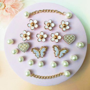 Cross-Border Clogs Shoe Flower Personalized DIY Decoration Cartoon Cute Chain Butterfly Diamond Flower Accessories Detachable Shoe Buckle