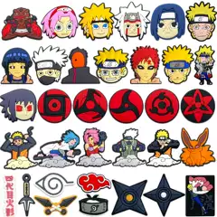 Set of Naruto Anime Croc Shoes Accessories Shoe Flowers DIY Shoe Accessories Pvc Soft Rubber Shoe Buckle Croc Decorative Buckle