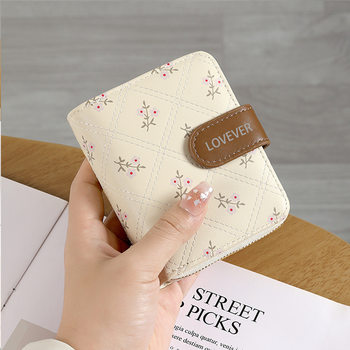 New Ladies Wallet Short Printed Card Bag 2024 Summer Wallet Button Zipper Coin Purse Wholesale