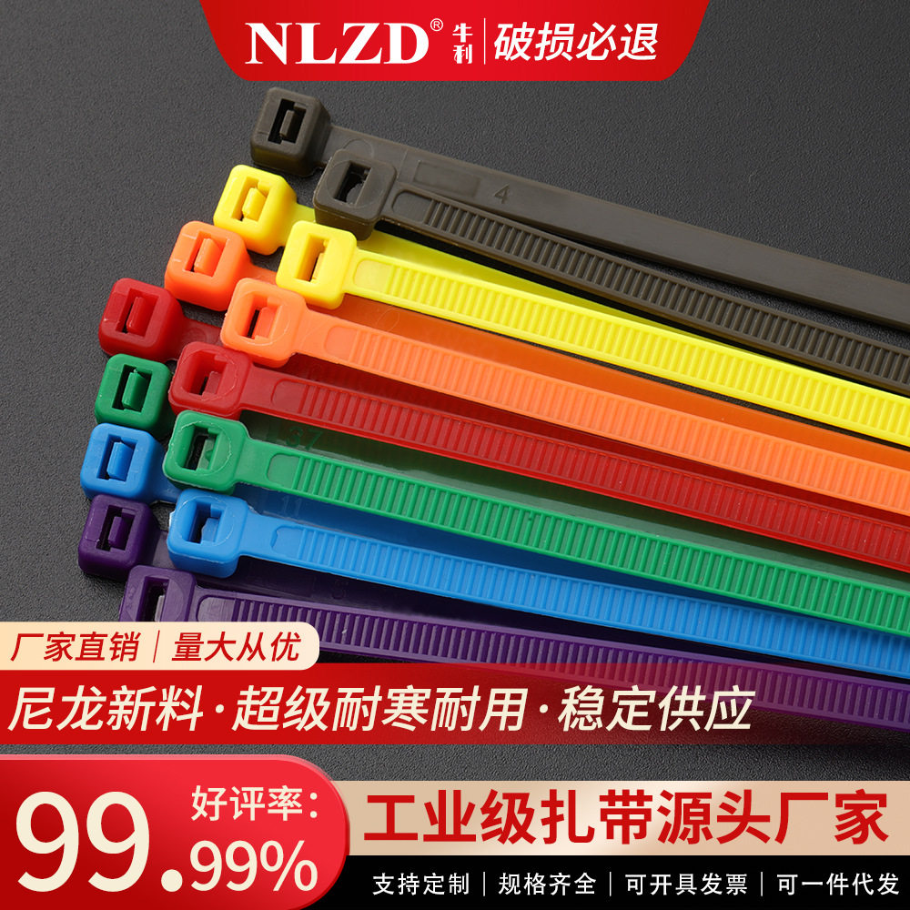 Color tie Red Yellow Blue Green warehouse wiring gift tie self-locking plastic tie belt factory wholesale