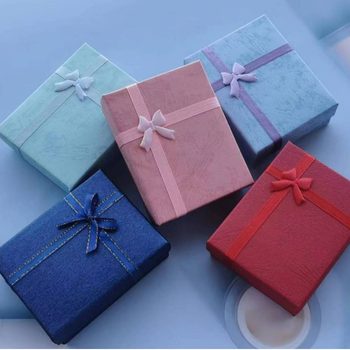 Factory direct bow jewelry box ring box earring box set packing box 7 x 9cm half cover