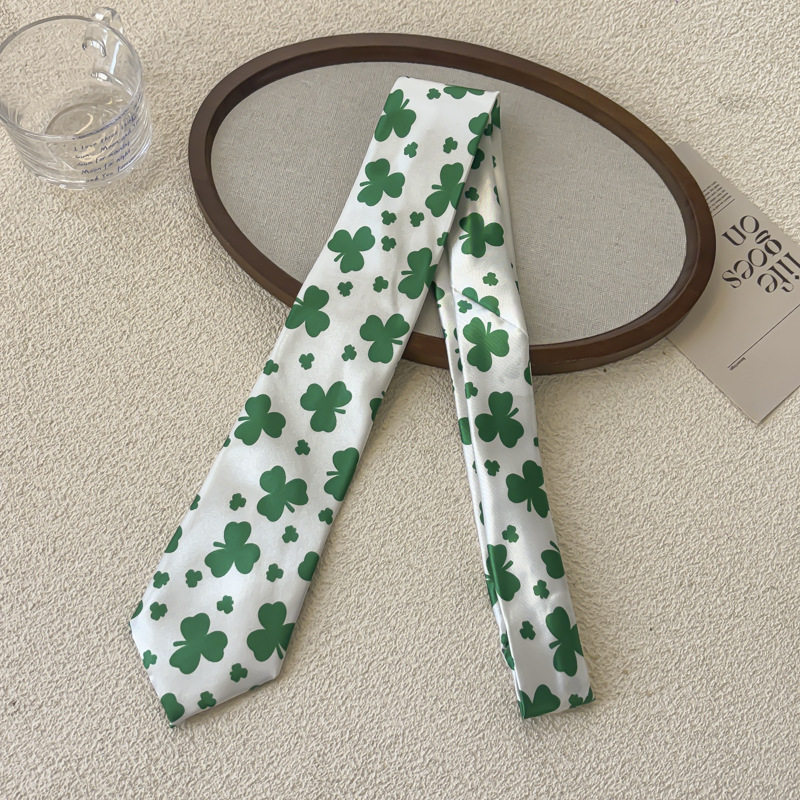 緑のクローバー白ネクタイ - 約154cm