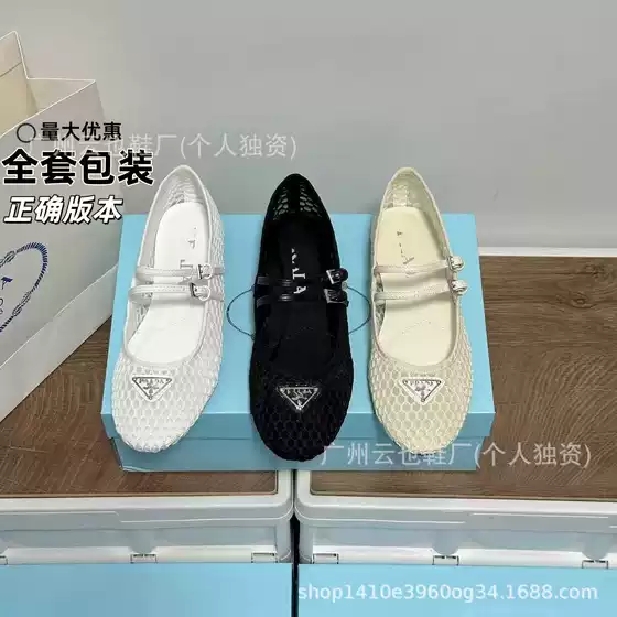 2026 Summer New Style Women's Flat Shoes, Flat-Soled One-Strap Mesh Ballet Shoes, Shallow Mouth Mary Jane Shoes for Women