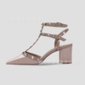 Nude gray patent leather 6cm thick heel