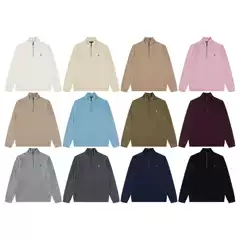 Cross-Border Rl Ralph Lauren Embroidered Solid Color Half-High Collar Zip-Up Long-Sleeve Casual Sweatshirt Versatile Couple's Knitwear Trendy