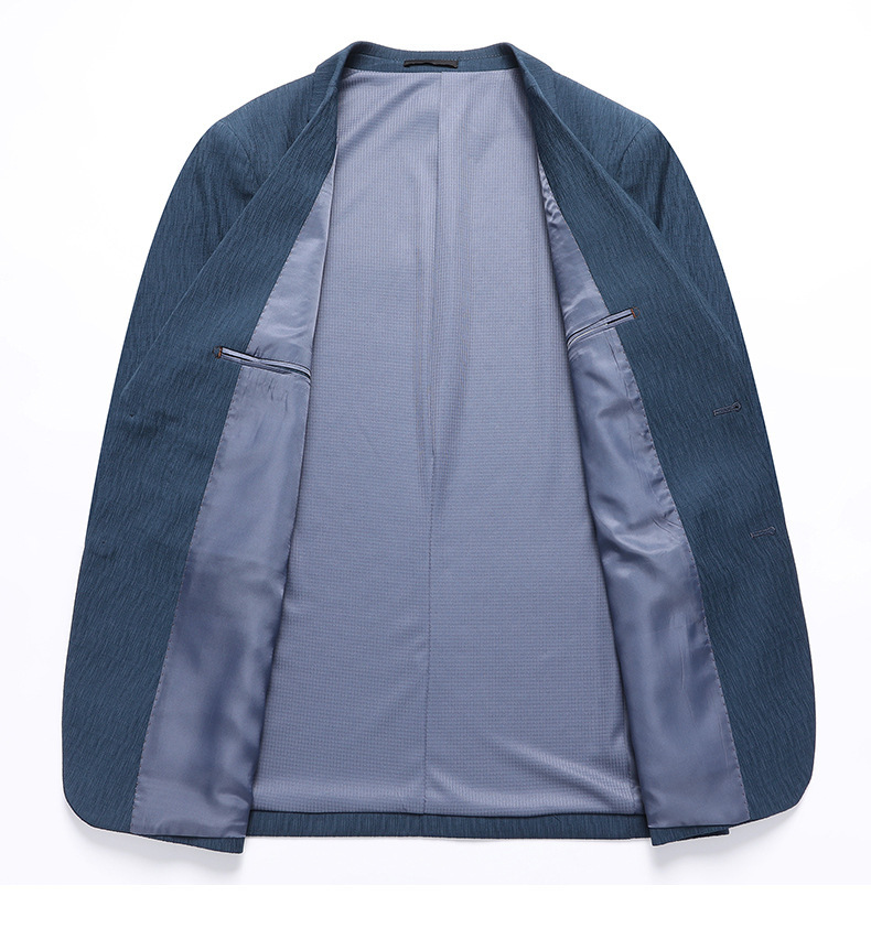 Áo blazer nam dáng ôm mỏng nhẹ mùa xuân thu, vải jacquard co giãn không cần ủi — Màu xanh, Màu xám