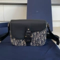 D blue fabric messenger bag
