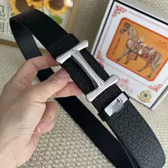 High-Quality Fashionable Trendy First-Layer Cowhide Leather Belt with Alloy Smooth Buckle, Business Casual Men's High-End Style