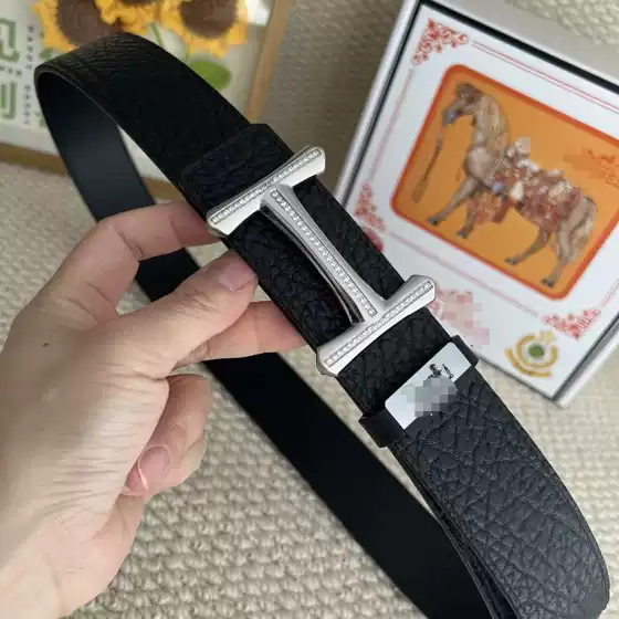 High-Quality Fashionable Trendy First-Layer Cowhide Leather Belt with Alloy Smooth Buckle, Business Casual Men's High-End Style