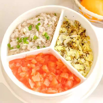 Three-Compartment Maternal and Infant Food-Grade Steamer Ceramic Bowl Dinner Plate All-Ceramic Steaming Bowl Steaming Plate Onion Ginger Garlic Fruit Plate Dipping Saucer