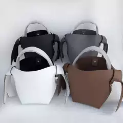 Swedish niche acne musici women's cowhide simple bow single shoulder crossbody handbag bucket bag trend