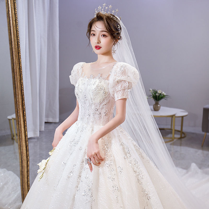 French Wedding 2021New Summer Bride Forest Department Exceed Immortal Temperament Little Drag Tail Luxurious Heavy Wedding  法式婚纱2021新款夏季新娘森系超仙气质小个子拖尾奢华重工主婚纱 French Wedding 2021New Summer Bride Forest Department Exceed Immortal Temperament Little Drag Tail Luxurious Heavy Wedding 