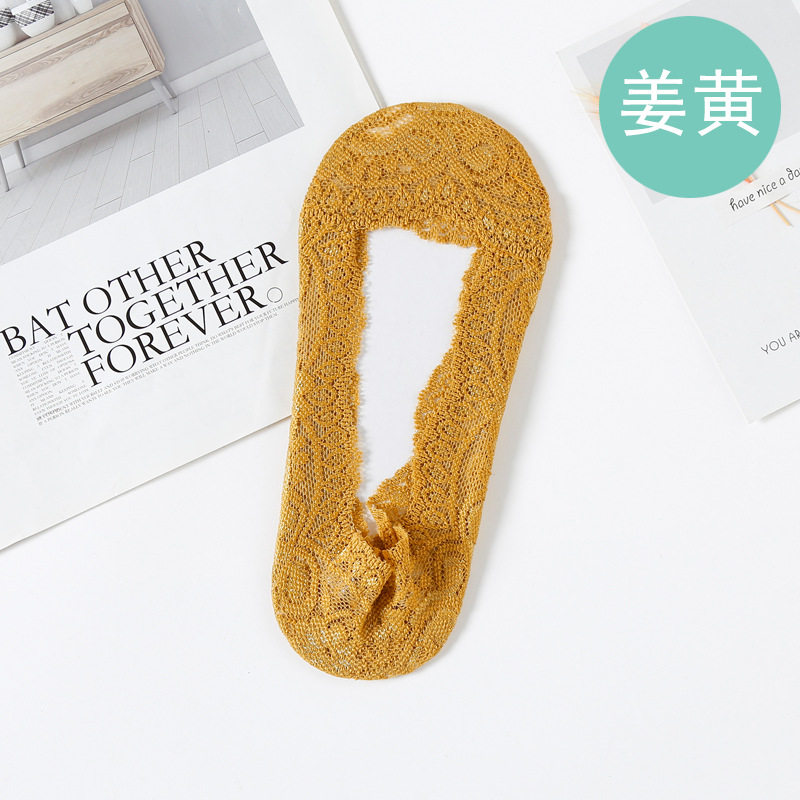 蕾丝袜子女春夏季薄款可爱日系女士短袜套硅胶防滑棉底隐形袜船袜