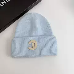 Grandma Xiang Angora Rabbit Hair Double C Knitted Hat Women Autumn and Winter New Japanese Fashion All-match Warm Knitted Hat