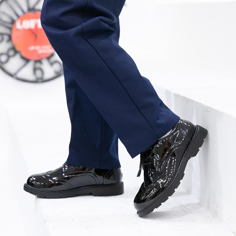 Boys' Leather Shoes 2025 Cross-Border European and American New Style Leather Shoes Children's Black British Style Big and Medium-Sized Children's Student Performance Shoes