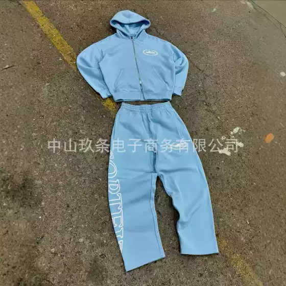 Cross-Border Corteiz Alcatraz New American Street Style Ins Hooded Sweatshirt Zip-Up Jacket Loose Sweatpants Set