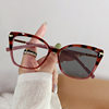 New fashion cat eye glasses frame female fashion personality Internet celebrity plain glasses frame cross-border color-changing anti-blue light glasses