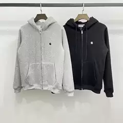 Cross-Border Foreign Trade Kaha t Small Logo Embroidered Zipper Cardigan Sweatshirt Trendy Brand Unisex Loose Fleece Hooded Jacket