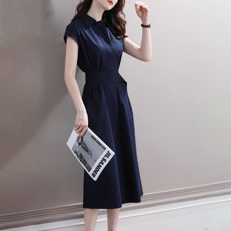 Shirt Dress Waist Defining Slimming Elegant French Design Chic Casual Wear for Women Wholesale Available