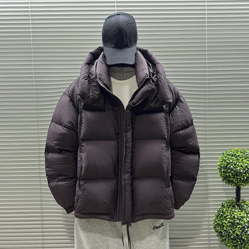 2025 Winter White Duck down Puff down Jacket Men's and Women's Short Korean Style Loose Thickened Hooded Bread Jacket