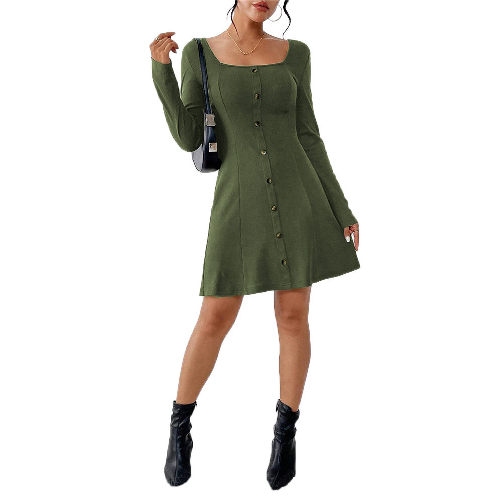 Elegant Womens Dress Minimalist Style Square Neckline Short Length Spring Summer Occasion Wholesale Available
