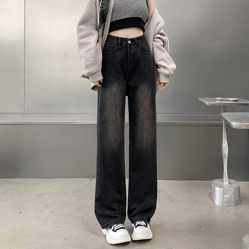 High Waisted Wide Leg Jeans for Women Retro Korean Style Loose Fit Spring Collection Wholesale Available