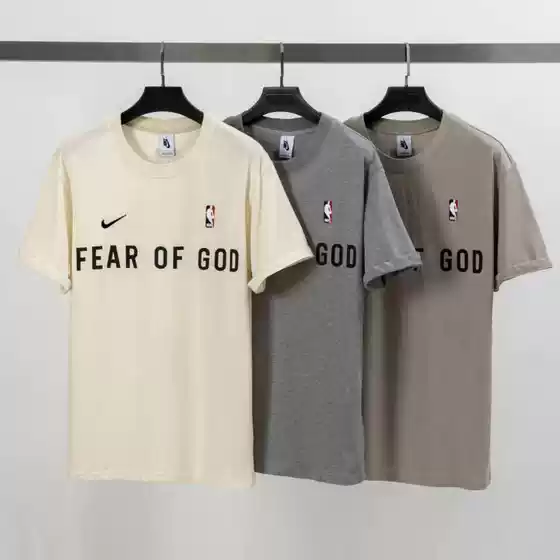 FEAR OF GOD Mainline NBA High Street FOG Letter Print Loose Men's and Women's T-Shirt Bieber Same Short Sleeve
