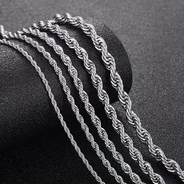 European and American stainless steel twist chains, men's ne...