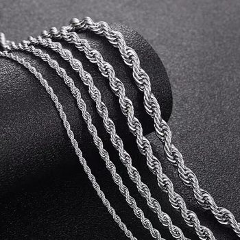European and American Stainless Steel Twist Chain Men's Necklace Trendy Hip-Hop Personalized Titanium Gold Titanium Steel Necklace Jewelry Plain Chain Wholesale