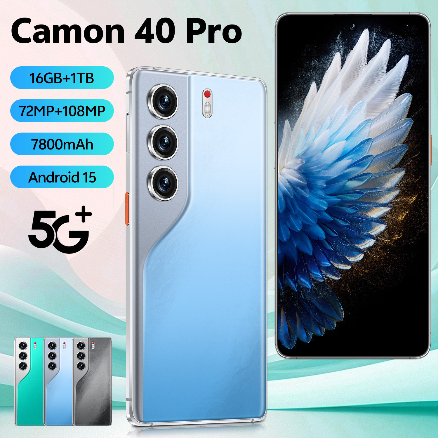 跨境手机Camon40 Pro安卓7.3寸incell大屏5G全网通快充16+1TB内存