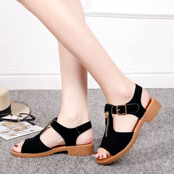 Sandals Women's Flats 2021 New Summer One-Line Buckle Flats Simple Korean Style Versatile Casual Student Pregnant Women's Shoes