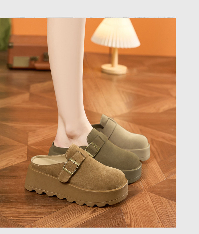 Sandal Birkenstock nữ đế dày mũi tròn, phong cách thoải mái — Xanh rêu, Kaki, Nâu lạc đà chi tiết 11