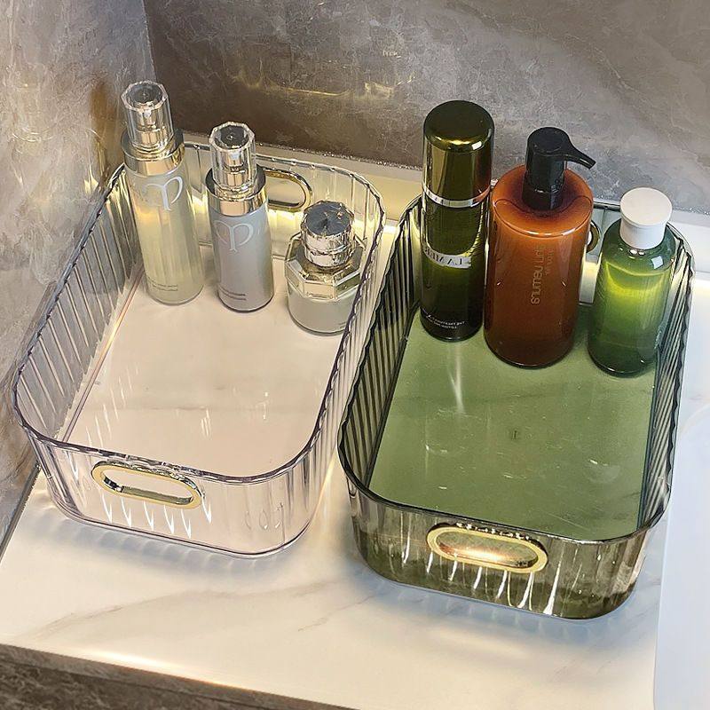 Light luxury PET desktop cosmetics storage box acrylic bedroom clothing sundries coffee table snacks storage basket wholesale
