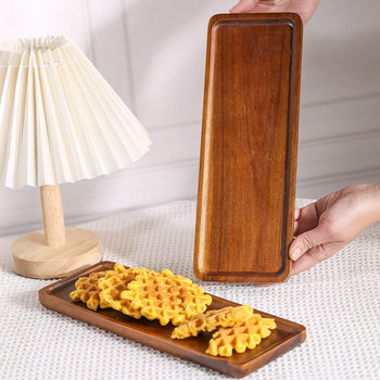 Spot Japanese Solid Wood Cafe Rectangular Tray Dessert Snack Placement Plate Fruit Plate Hotel Pastry Plate